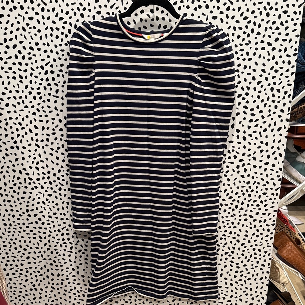 Boden Navy and White Striped Knee- Length Dress